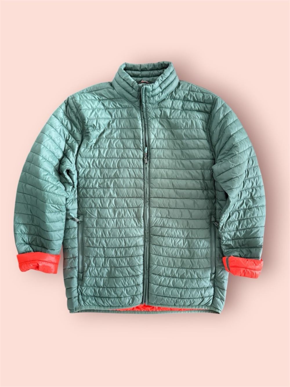 GAP Green Puffer Jacket with Orange Trim